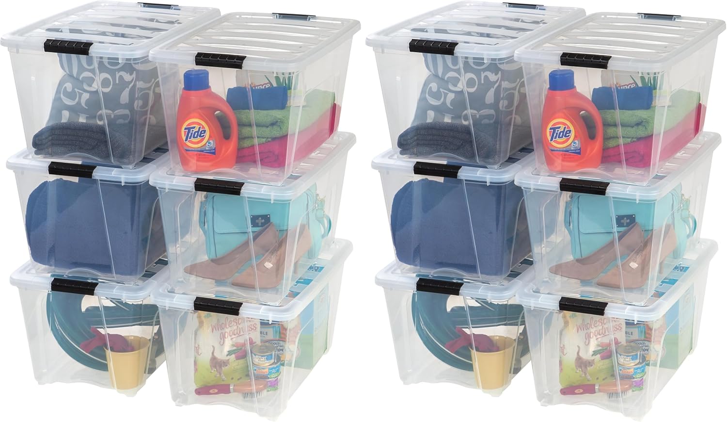 IRIS USA 6-Pack 6 Quart Storage Bins with Lids | Transparent design makes contents easy to find. Ideal for shoes, photos, documents, and small essentials. Nestable design