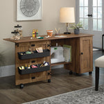 Sauder Miscellaneous Storage Easy Rolling Sewing and Craft Table/Cart/ Pantry cabinets, Cinnamon Cherry finish