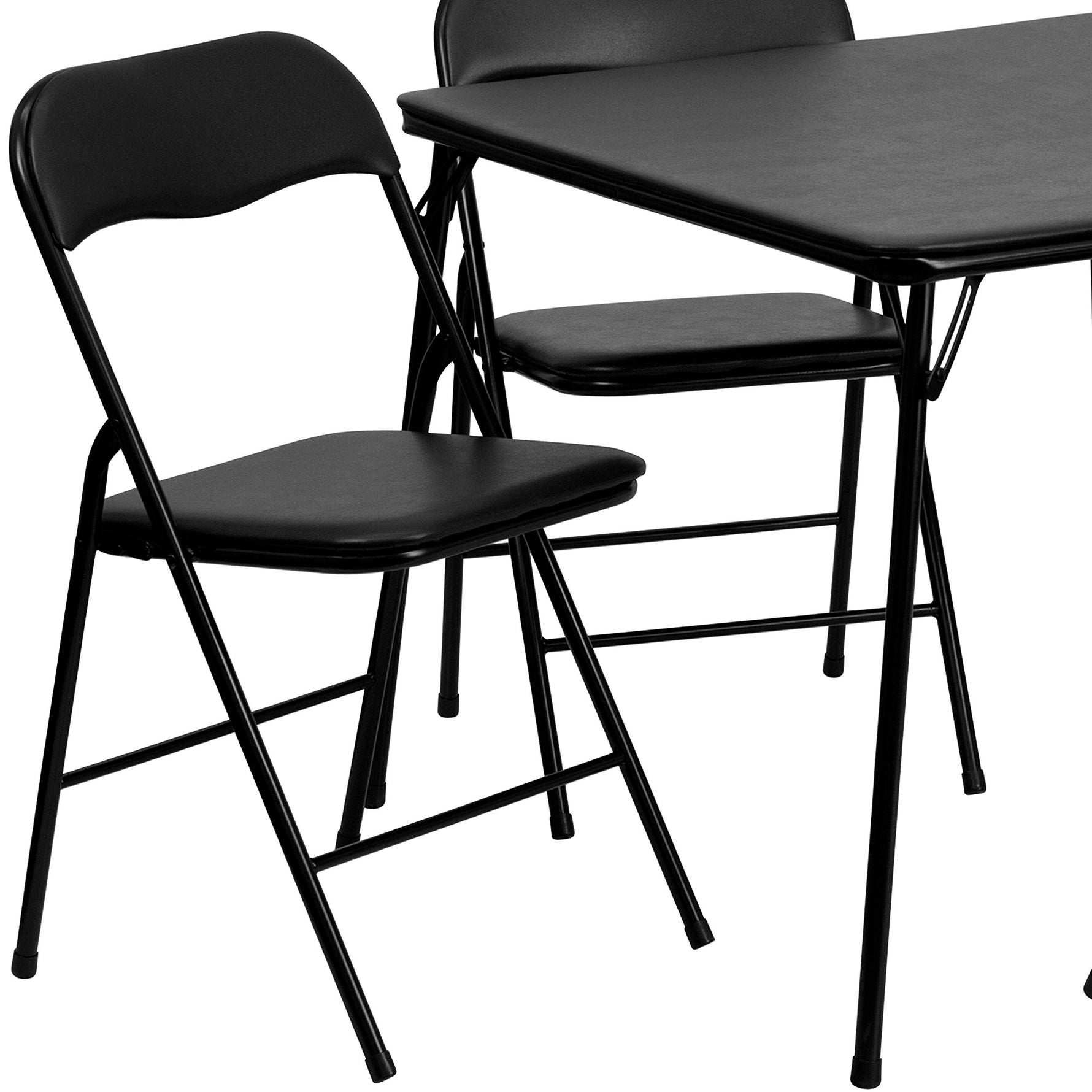Flash Furniture Madelyn 33.5" Square Folding Multipurpose Card Table with Padded Vinyl Top, Portable Folding Game Table for 4 Players, Black