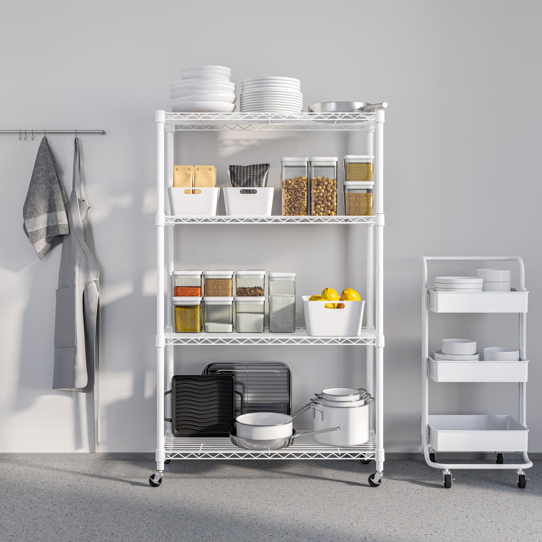 5-Tier Steel Wire Shelving, 30"W x 14"D x 61.5"H | Durable solid steel wire storage rack with adjustable shelves featuring 300 pounds per shelf weight capacity for home use