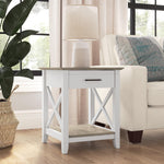 Bush Home End Table with Drawer, Nightstand with Storage, Living Room and Bedroom Furniture, Key West Collection, Washed Gray