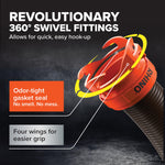 Camco RhinoFLEX 10’ Camper/RV Sewer Hose Extension - Features Collapsible Design for RV Storage - Includes Pre-Attached Lug & Bayonet Fitting -Heavy Duty Polyolefin & Reinforced w/Steel Wire (39774)