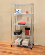 5-Tier Steel Wire Shelving, 30"W x 14"D x 61.5"H | Durable solid steel wire storage rack with adjustable shelves featuring 300 pounds per shelf weight capacity for home use