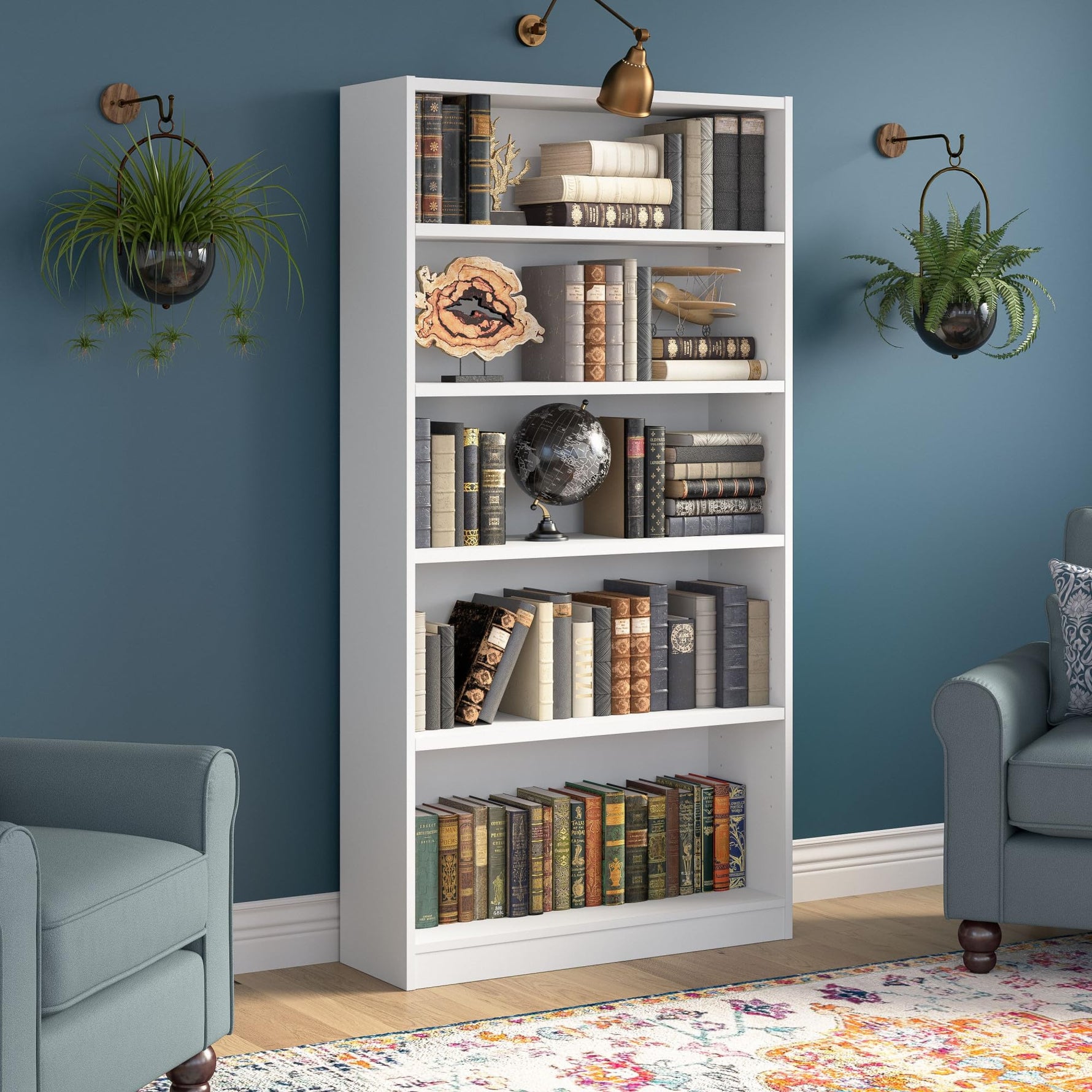 Bush Home Universal Small 2 Shelf Bookcase in Black, Low Storage and Display Bookshelf for Home Office or Living Room Organization