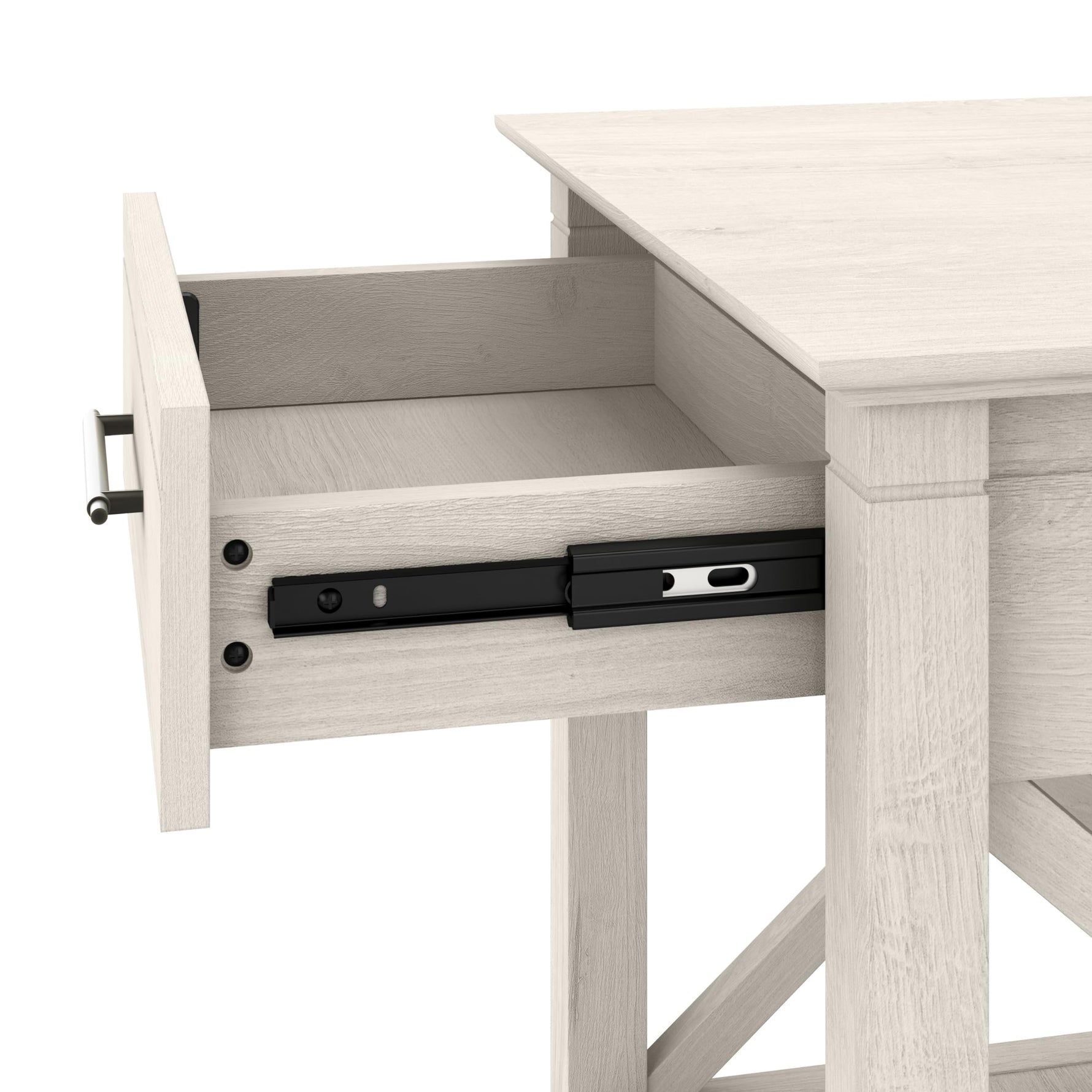Bush Home End Table with Drawer, Nightstand with Storage, Living Room and Bedroom Furniture, Key West Collection, Washed Gray
