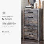 Signature Design by Ashley Cayboni Vintage 5 Drawer Wide Chest with Safety Stop for Bedroom, White