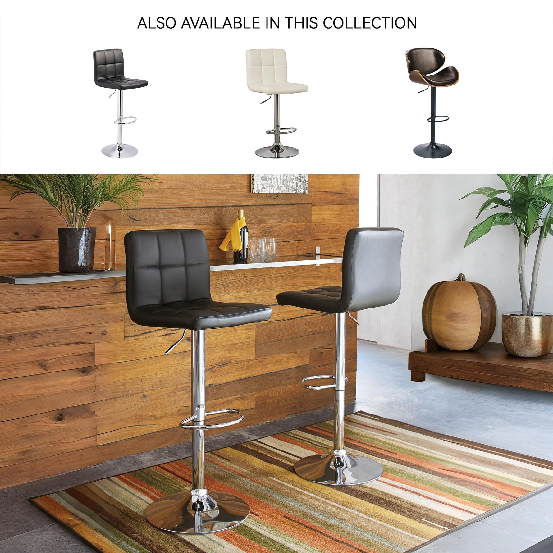 Signature Design by Ashley Centiar 24" Counter Height Modern Bucket Barstool, 2 Count, Black