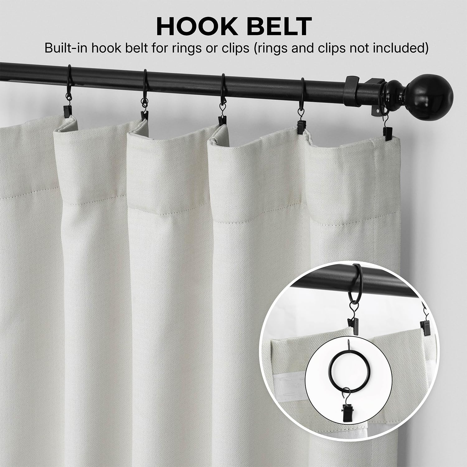 HPD Half Price Drapes - Faux Linen Curtains for Living Room (1 Panel) - 50W X 96L - Textured Room Darkening Curtains for Bedroom 96 Inches Long - Drapes for Home Decor, Birch