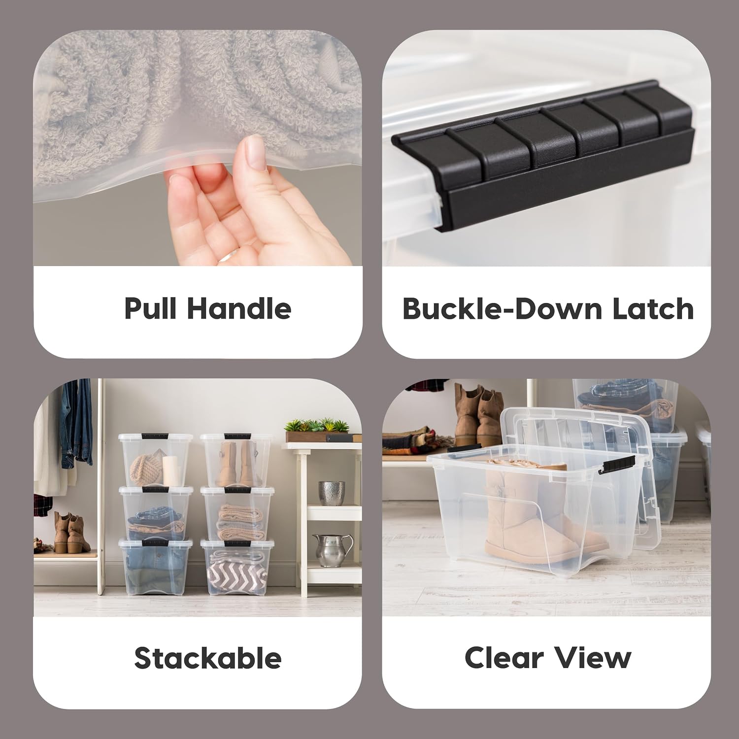IRIS USA 6-Pack 6 Quart Storage Bins with Lids | Transparent design makes contents easy to find. Ideal for shoes, photos, documents, and small essentials. Nestable design