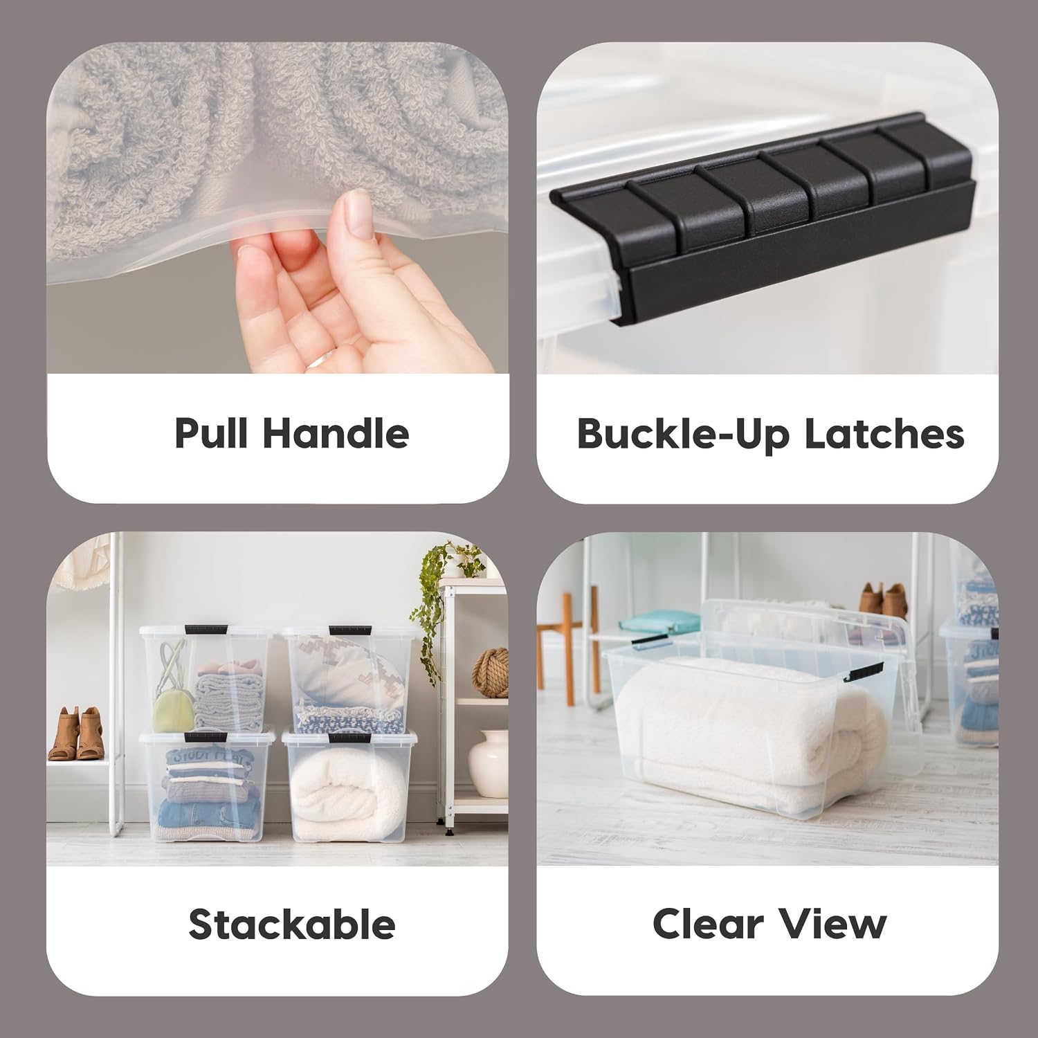 IRIS USA 6-Pack 6 Quart Storage Bins with Lids | Transparent design makes contents easy to find. Ideal for shoes, photos, documents, and small essentials. Nestable design