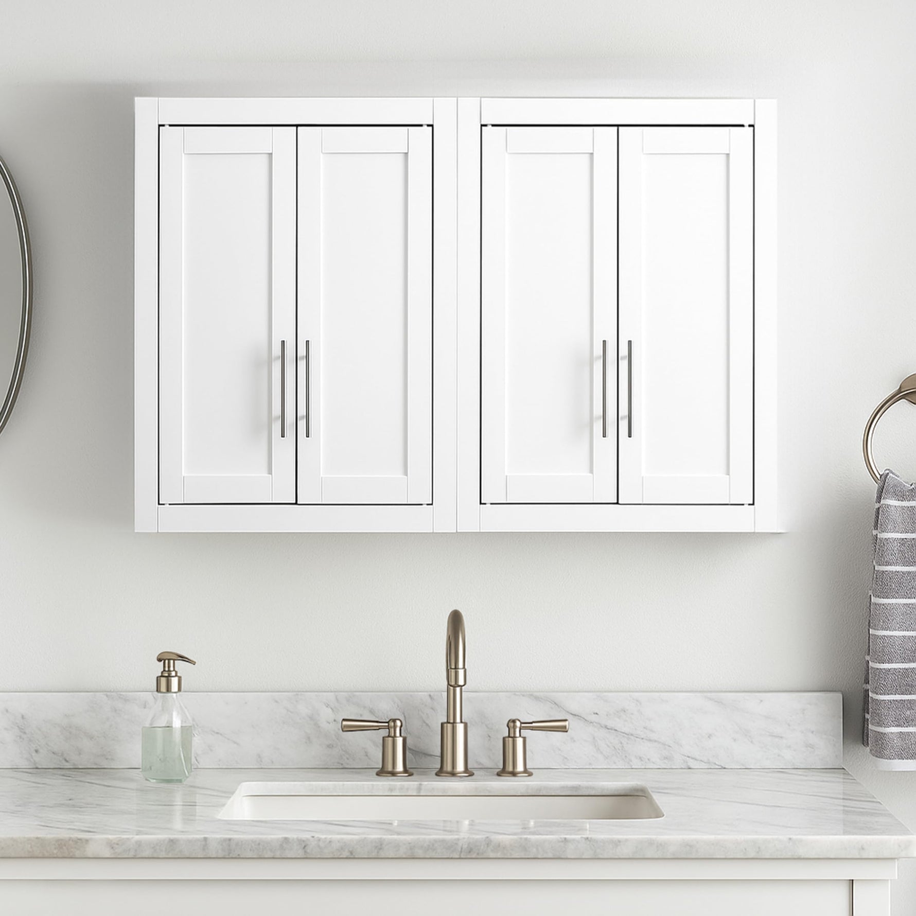 Crosley Furniture Savannah Wall Mounted Bathroom Storage Medicine Cabinet with Shelves, White