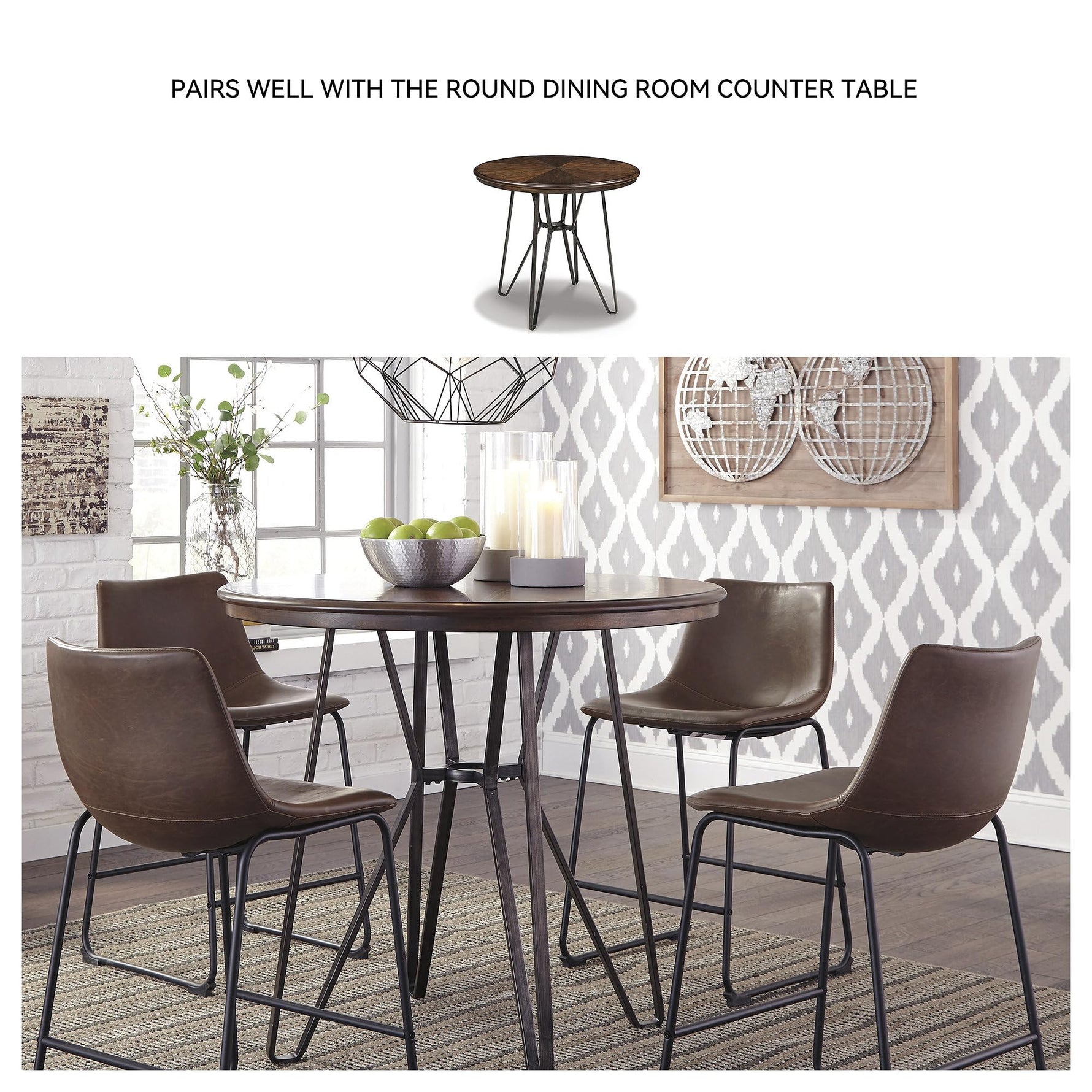 Signature Design by Ashley Centiar 24" Counter Height Modern Bucket Barstool, 2 Count, Black