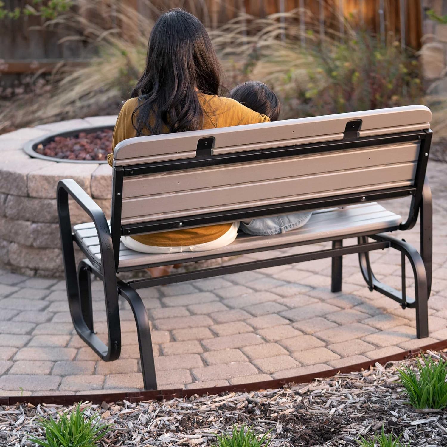 Lifetime 60361 Outdoor Swing Glider Bench, Storm Dust