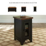 Signature Design by Ashley Valebeck Rustic Farmhouse Chair Side End Table with Cabinet Door, Distressed Black
