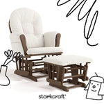 Storkcraft Premium Hoop Glider & Ottoman (Espresso with Beige) — GREENGUARD Gold Certified, Solid Wood Craftsmanship, Convenient Storage Pockets, Glider Rocking Chair for Nursery, Multi-Award-Winning