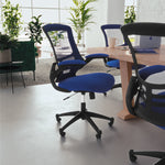 Flash Furniture Kelista Mid-Back Swivel Office Chair with Adjustable Seat Height, Ergonomic Mesh Desk Chair with Flip-Up Armrests, Black
