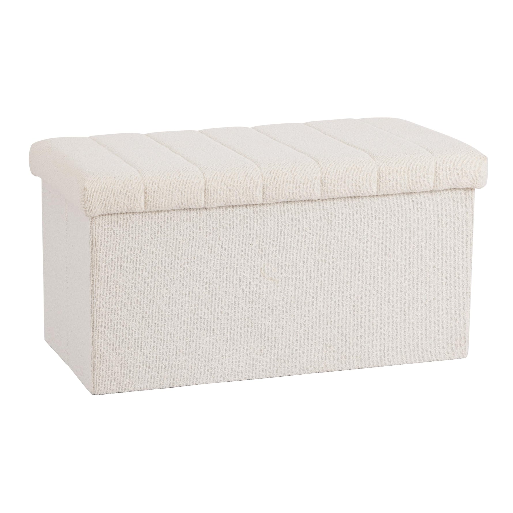 Seville Classics Cushioned Fabric Ottoman Hidden Storage Chest Footrest Chair, Padded Seat for Bedroom, Dorm, Loft, Living Room, Entryway, Hallway, Blue Velvet, 30" Bench