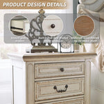 Signature Design by Ashley Realyn Traditional Cottage 1 Drawer Nightstand with Dovetail Construction & Open Display Shelf, Chipped White, 27" Tall, Distressed Brown