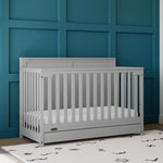 Graco Hadley 5-in-1 Convertible Crib with Drawer – GREENGUARD Gold Certified, Fits Standard Crib Mattress, Converts to Toddler Bed, Daybed and Full Bed, 4 Adjustable Mattress Heights (White)