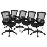 Flash Furniture Kelista Mid-Back Swivel Office Chair with Adjustable Seat Height, Ergonomic Mesh Desk Chair with Flip-Up Armrests, Black