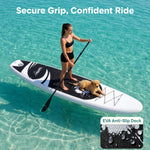 SereneLife Inflatable Stand Up Paddle Board (6 Inches Thick) with Premium SUP Accessories & Carry Bag | Wide Stance, Bottom Fin for Paddling, Surf Control, Non-Slip Deck | Youth & Adult Standing Boat