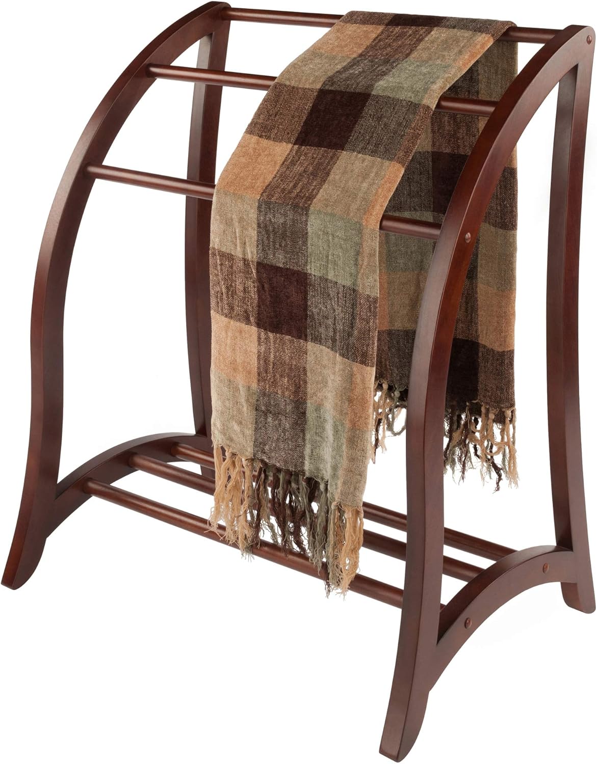 Winsome Wood Quilt Rack With 3 Rungs, Antique Walnut (94036)