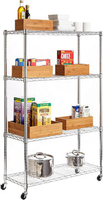 Seville Classics Bamboo Wood Storage Bins Organizer Boxes for Kitchen Counter, Pantry, Closet, Office Bedroom, Makeup, Bathroom, Nursery, K Cup, 5 Piece 3-Size (1 XL, 2L, 2M) Shelf Bin Set, Bamboo