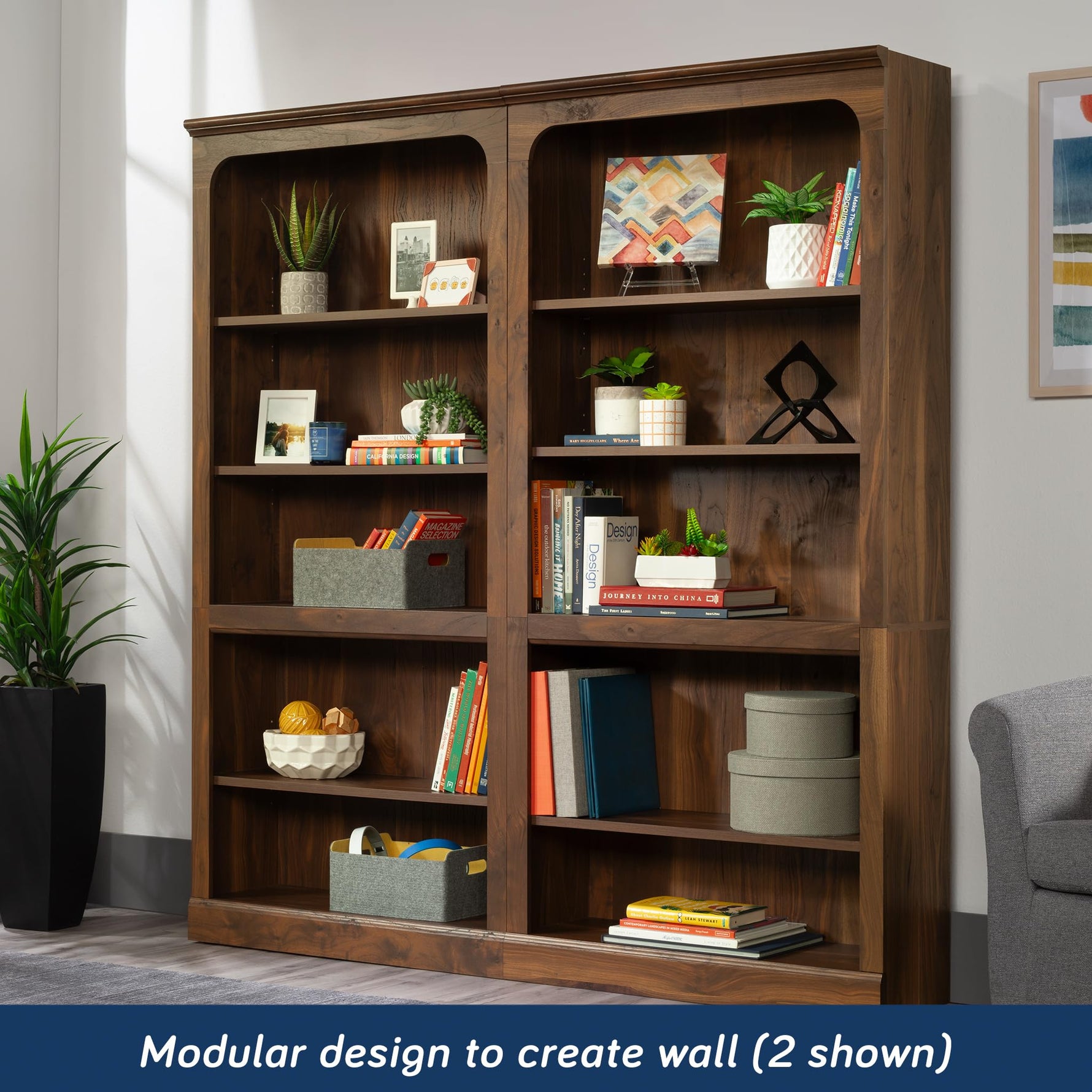 Sauder Select 5-Shelf Bookcase, Chalked Chestnut Finish