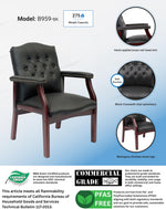 Boss Office Products Traditional Caressoft Vinyl Guest Chair with Mahogany Finish Wood Base, Black