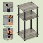 Furinno JUST Side Table, 3-Tier End Table, Open Shelves Night Stand, Bedside Table, Toolless Assembly, for Living Room, Bedroom, Bathroom, Columbia Walnut