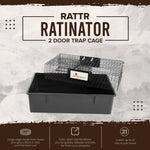 Rugged Ranch Ratinator Live Rat and Mouse Trap Cage, Humane Multi Catch Rodent Control - Indoor or Outdoor Large Metal Wire Catcher with Dual Door for Rats and Mice