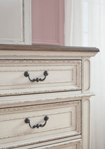 Signature Design By Ashley Realyn French Country Youth 6 Drawer Dresser, Chipped White & Brown