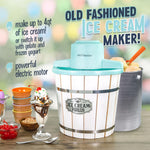 Nostalgia Electric Ice Cream Maker - Old Fashioned Soft Serve Ice Cream Machine Makes Frozen Yogurt or Gelato in Minutes - Fun Kitchen Appliance - Vintage Wooden Style - Dark Wood - 4 Quart