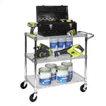 Seville Classics UltraDurable NSF Commercial Heavy Duty Metal Rolling Utility Cart, w/ Steel Shelves, Handle Bar for Restaurant, Garage, Warehouse, Kitchen, Office, Top Shelf (36"W x 18"D)