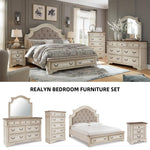 Signature Design by Ashley Realyn French Country 5 Drawer Chest, Tipover Restraint Device, 2-tone Finish, Wood, 40.13" W x 18.13" D x 58.13" H, Chipped White