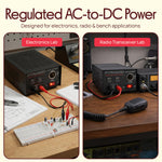 Universal Compact Bench Power Supply - 7 Amp Regulated Home Lab Benchtop AC-Dc Converter Power Supply for CB Radio, HAM W/ 13.8 Volt Dc 120V AC Supply, Dual USB, Cigarette Lighter - Pyramid PSU990KX
