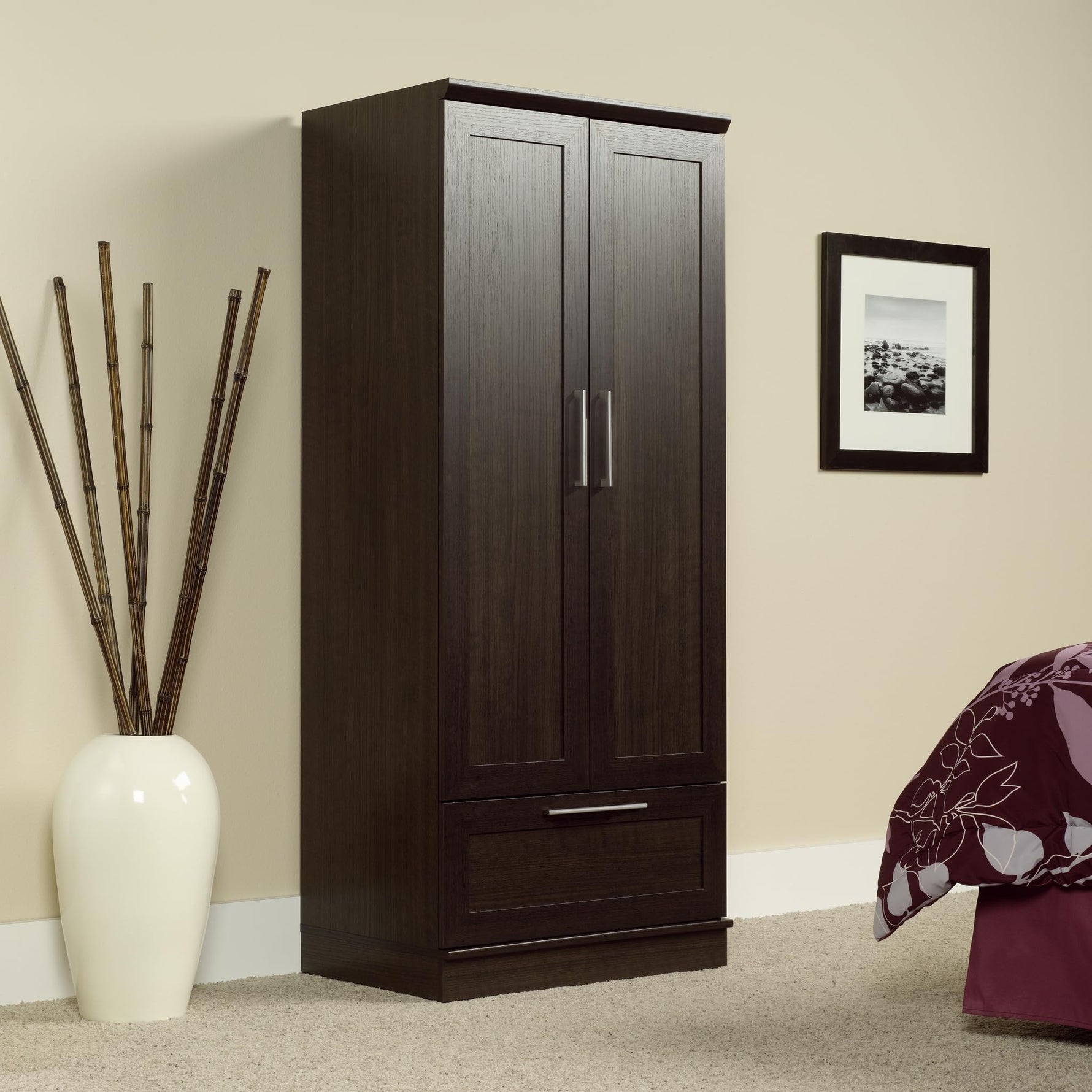 Sauder 411802 HomePlus Wardrobe/Storage Cabinet, L: 28.98" x W: 20.95" x H: 71.18", Sienna Oak finish