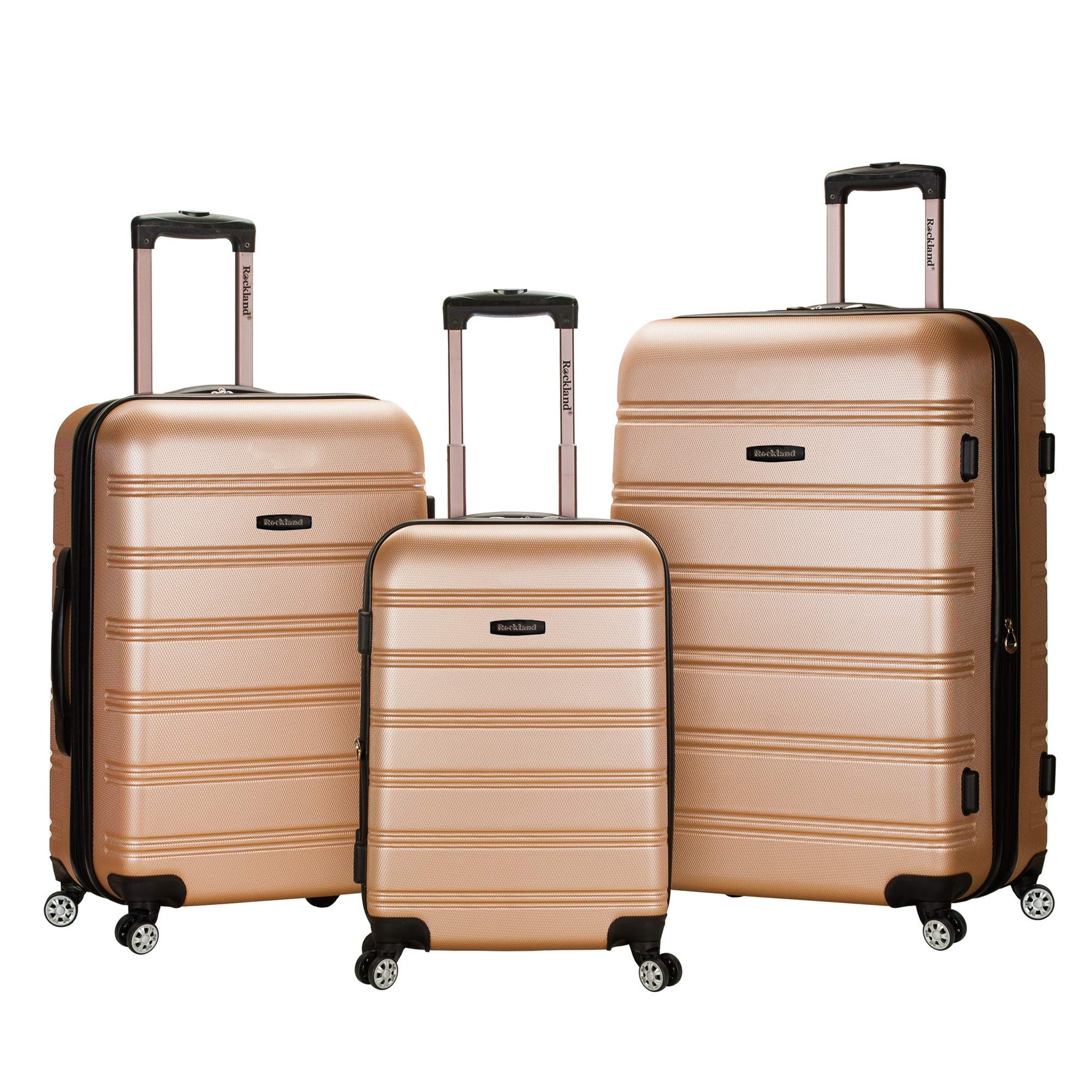 Rockland Melbourne Hardside Expandable Spinner Wheel Luggage, Checked Large 28", Black