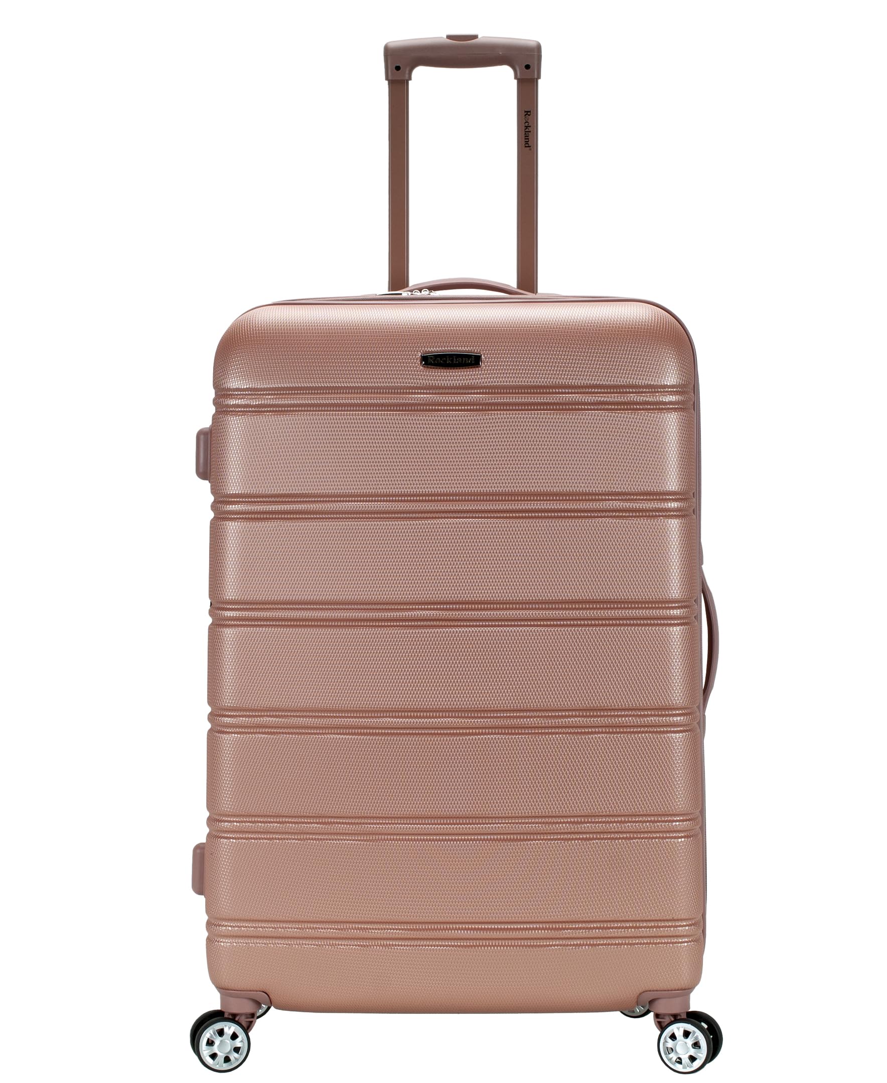 Rockland Melbourne Hardside Expandable Spinner Wheel Luggage, Checked Large 28", Black