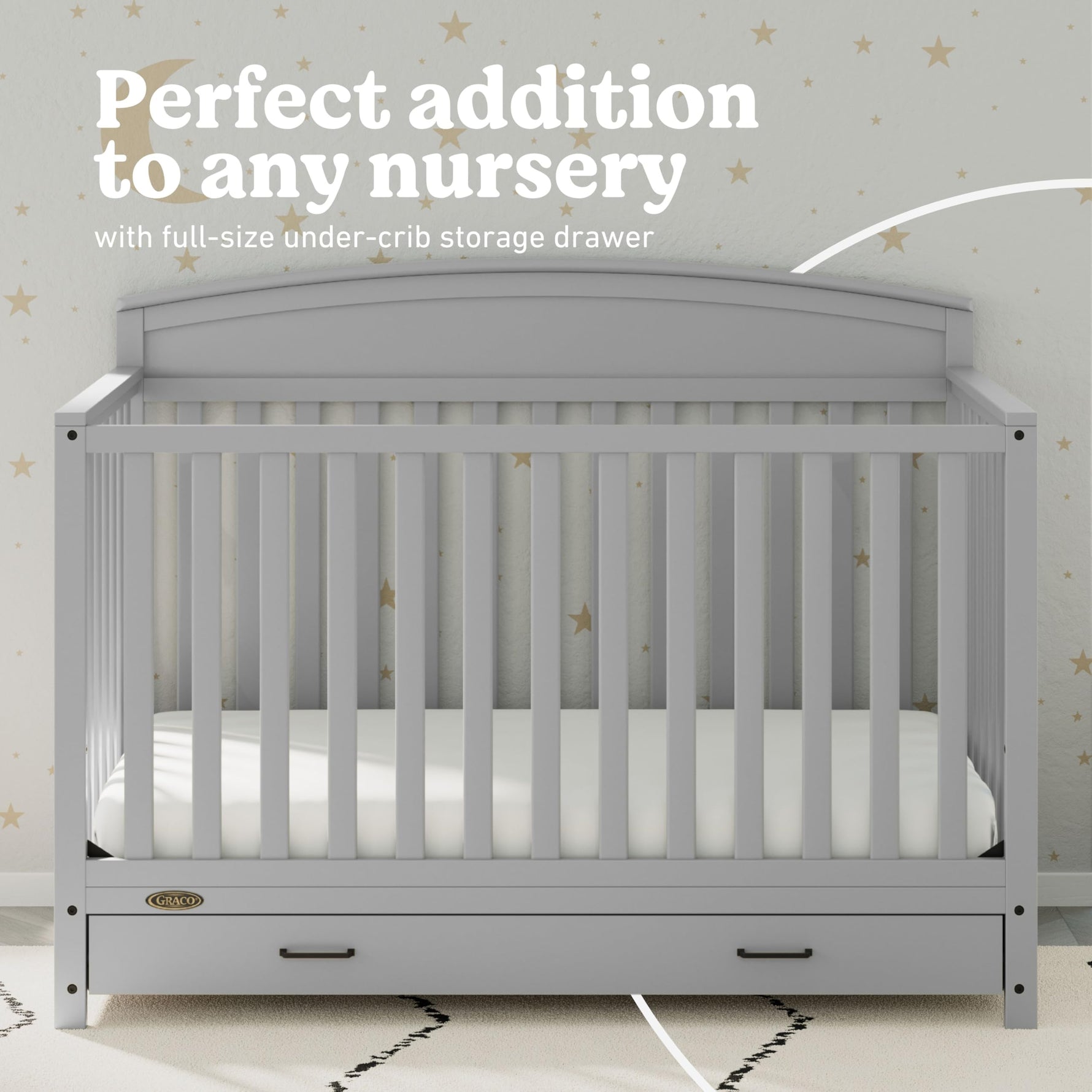 Graco Benton 5-in-1 Convertible Crib – GREENGUARD Gold Certified, Converts from Baby Crib to Toddler Bed, Daybed and Full-Size Bed, Fits Standard Full-Size Crib Mattress (White)