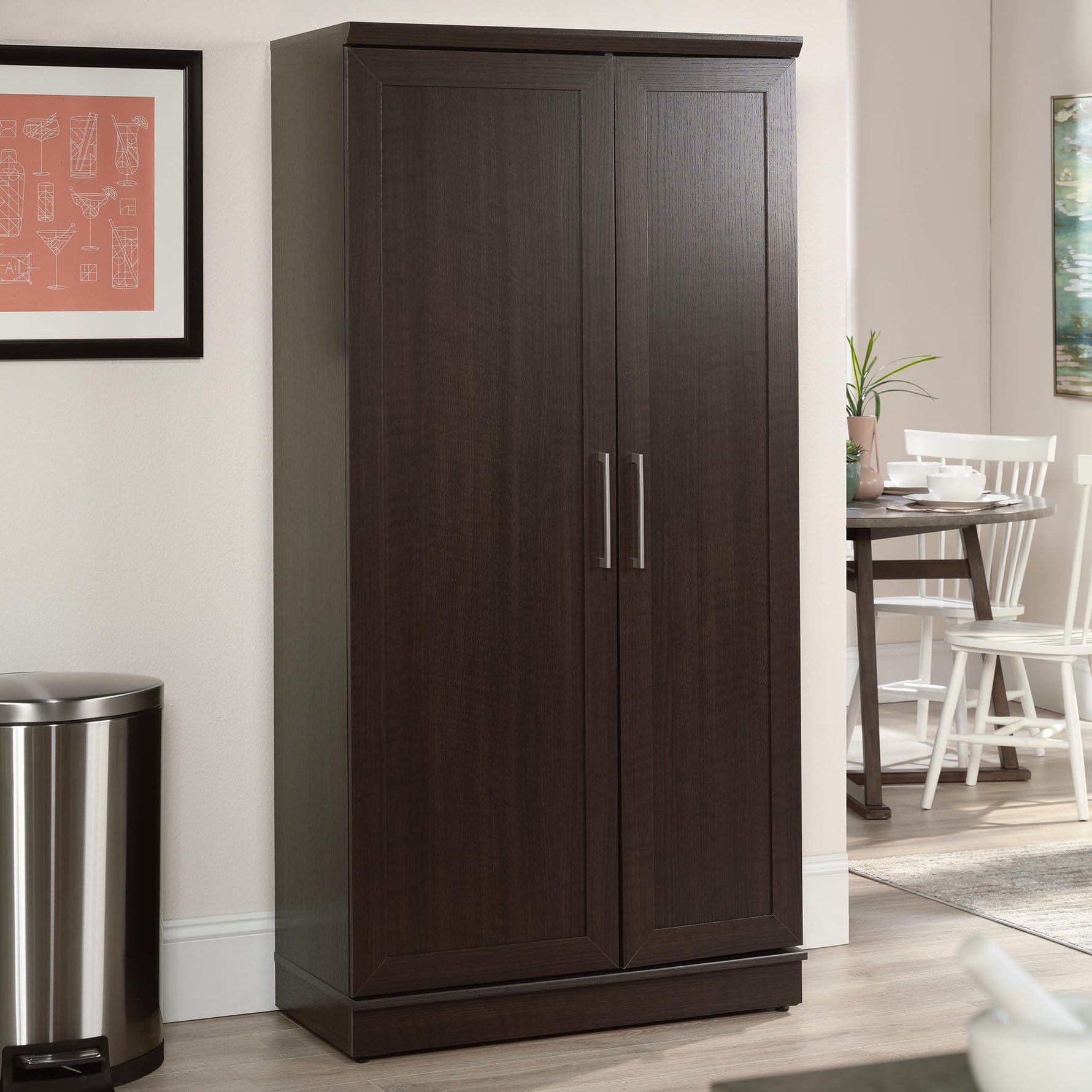 Sauder HomePlus Kitchen Storage Pantry Cabinet with Swing Door Storage and Adjustable Shelves, in Soft White finish