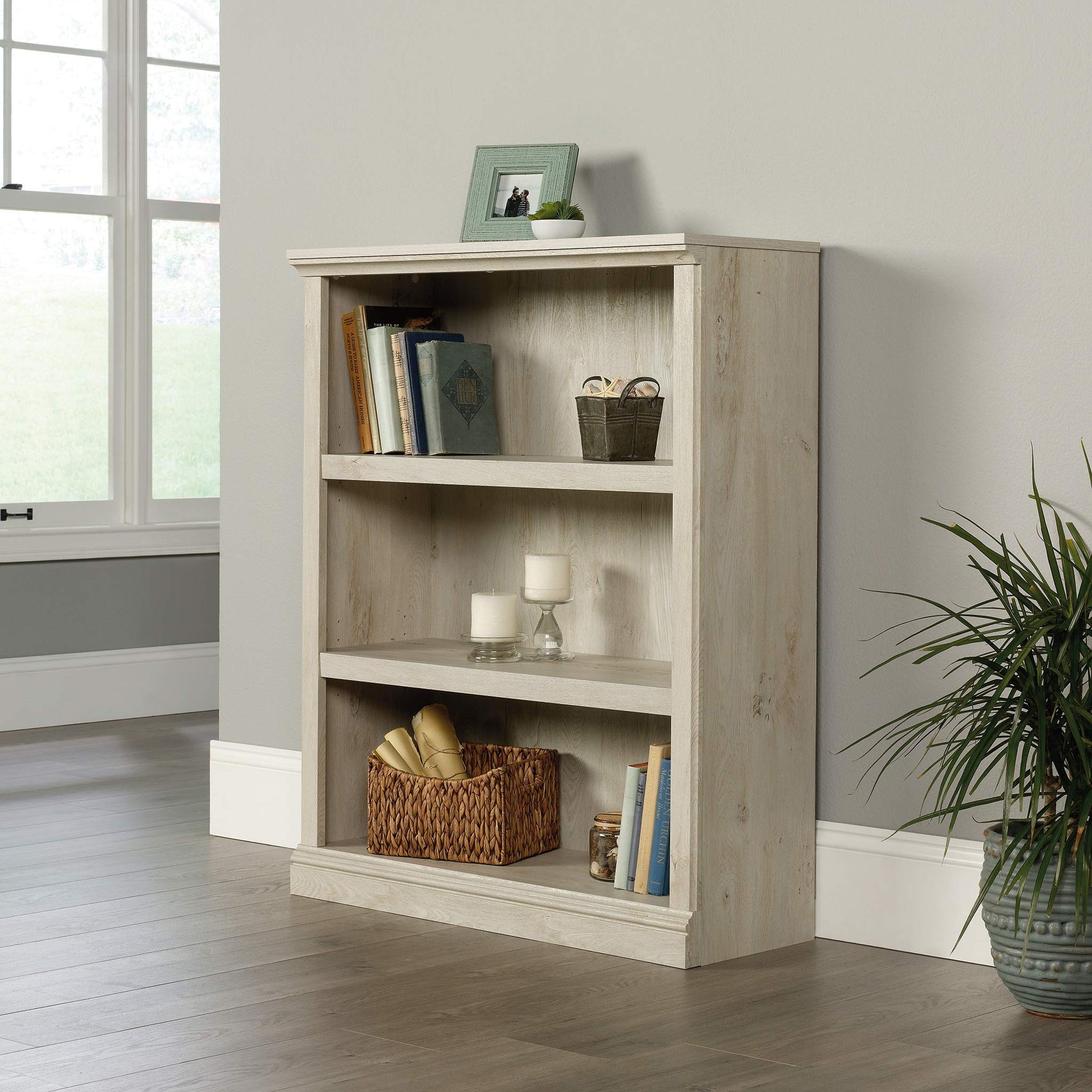 Sauder Miscellaneous Storage 3-Shelf Bookcase/ Book shelf, Oiled Oak finish