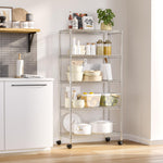 Seville Classics 5-Tier Wire Shelving with Wheels, 5-Tier, 30"" W x 14"" D (NEW MODEL), Chrome Plating, Plated Steel