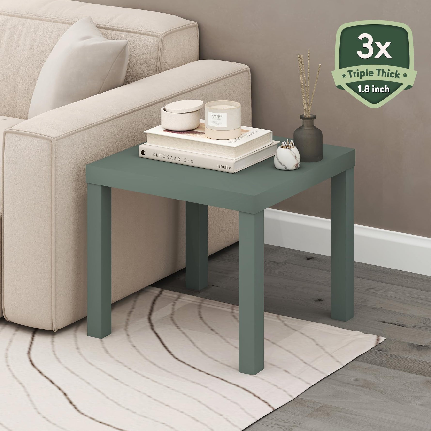 Furinno Classic Homey Square Parsons Side End Table, 1-Pack, Black