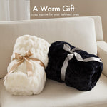 Madison Park Ruched Fur Luxury Throw Premium Soft Cozy Brushed Long Faux Fur For Bed, Couch or Sofa , 50x60" , Ivory