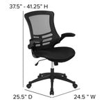 Flash Furniture Kelista Mid-Back Swivel Office Chair with Adjustable Seat Height, Ergonomic Mesh Desk Chair with Flip-Up Armrests, Black