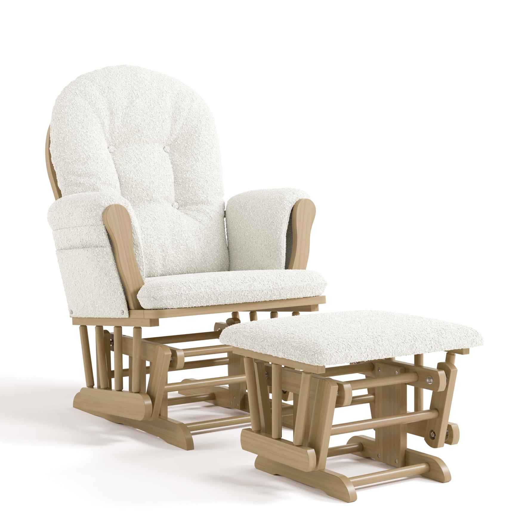 Storkcraft Premium Hoop Glider & Ottoman (Espresso with Beige) — GREENGUARD Gold Certified, Solid Wood Craftsmanship, Convenient Storage Pockets, Glider Rocking Chair for Nursery, Multi-Award-Winning