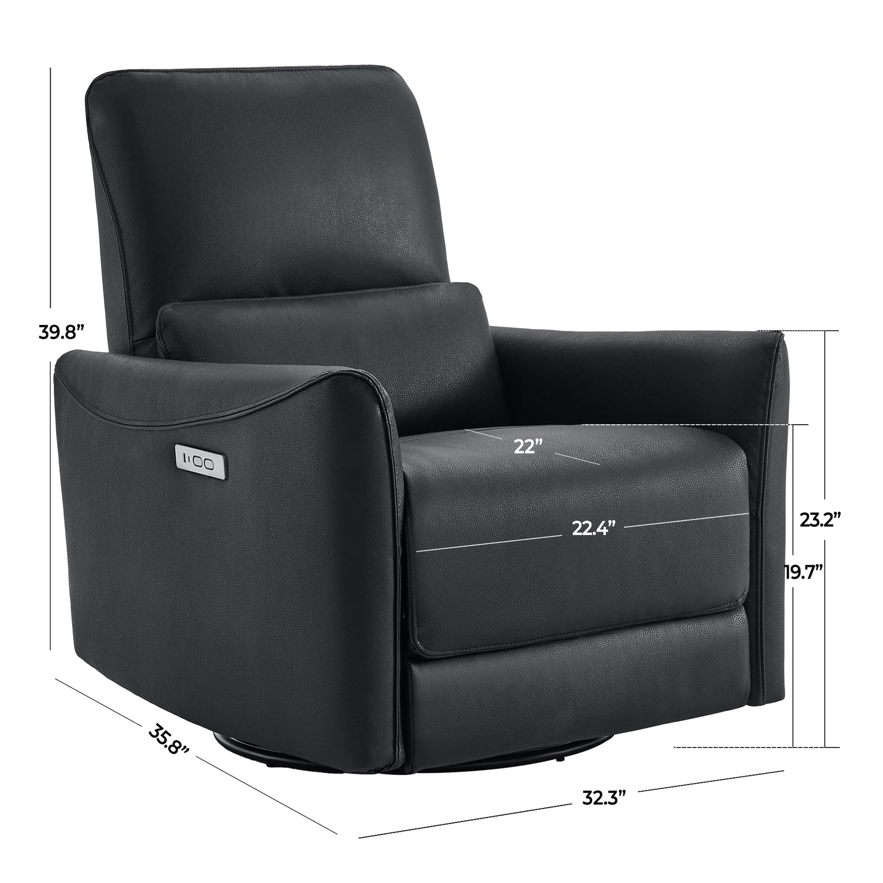 CHITA Power Recliner Chair Swivel Glider, FSC Certified Upholstered Living Room Nursery Reclining Sofa Chair with Lumbar Support, Linen