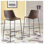 Signature Design by Ashley Centiar 24" Counter Height Modern Bucket Barstool, 2 Count, Black