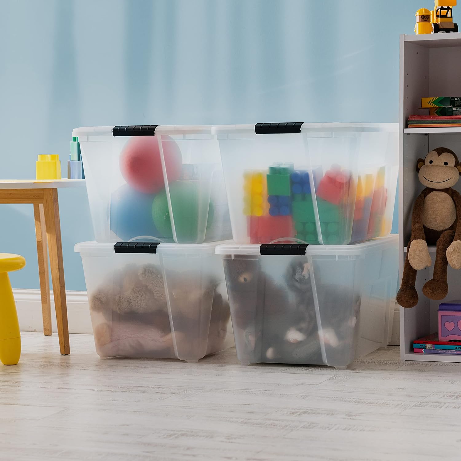 IRIS USA 6-Pack 6 Quart Storage Bins with Lids | Transparent design makes contents easy to find. Ideal for shoes, photos, documents, and small essentials. Nestable design